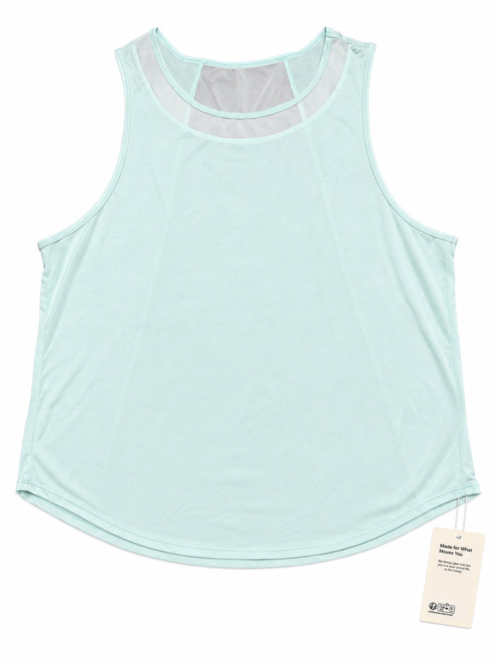 Halara NWT Light Mint Blue Mesh Back Pleated Active Tank Top Size L